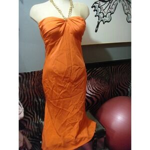 Lauren Ralph Lauren 6 strapless dress removable chain neck NEW orange